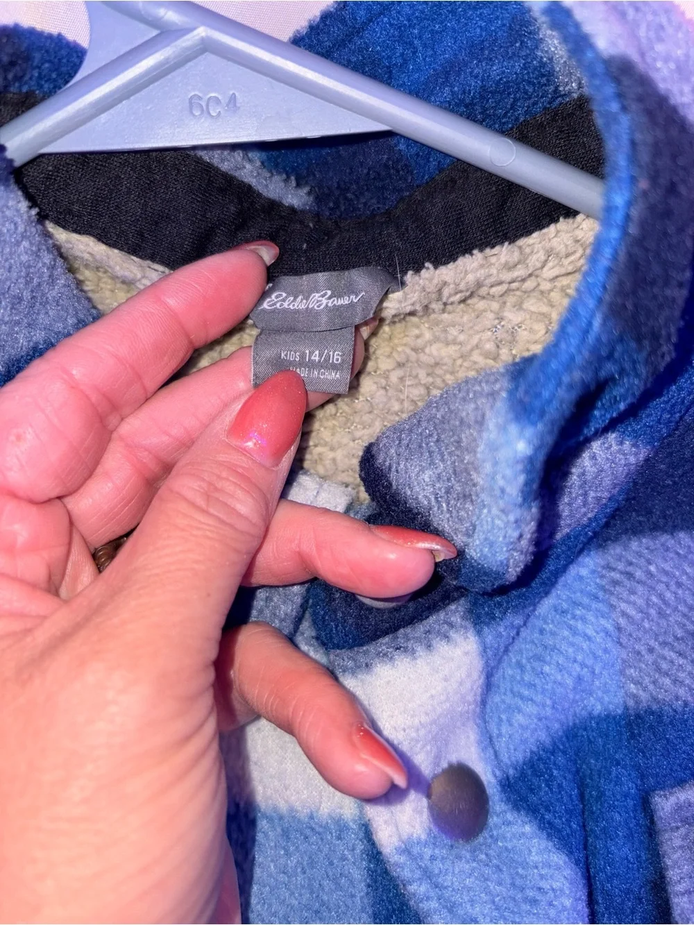 Eddie Bauer Blue Plaid Fleece Shacket